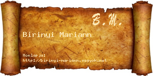 Birinyi Mariann névjegykártya