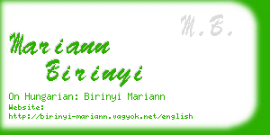 mariann birinyi business card